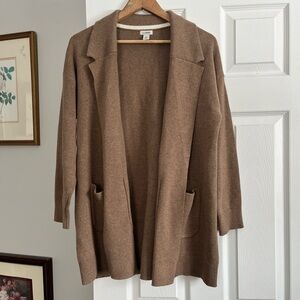 L.L. Bean Tan Cotton Cashmere Cardigan Sweater Shawl